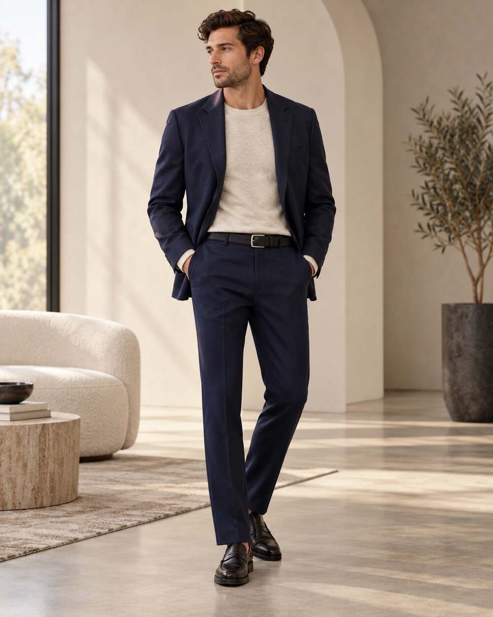 Banana Republic Tailored Fit Satin Suit Trouser, Navy, 29x32